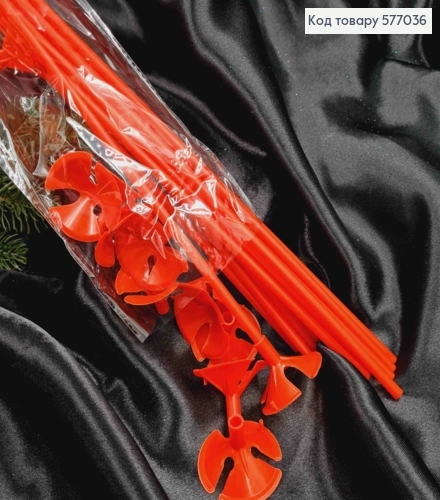 Набор палочек с держателем для воздушных шаров, (12шт) КРАСНОГО цвета, пластиковая 41см. 577036 фото 1