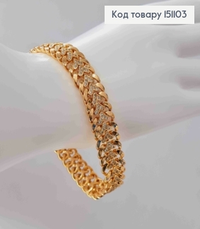 Браслет "Любовь" с Камешками и пластинками в виде Сердца, длина 17+2см, Xuping 18К 151103 фото