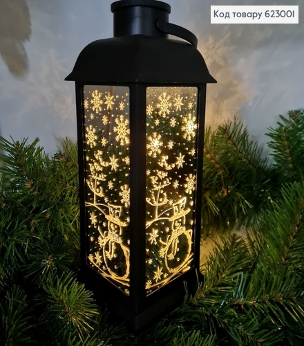 Фонарик новогодний 30 см на батарейках черный 623001 фото 1