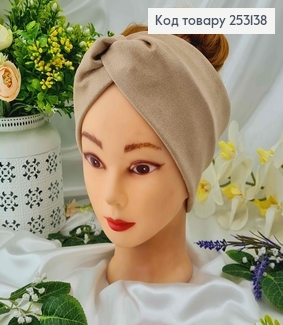 Повязка мягкая замша, цвета Капучино, 26*9,5см, ручная работа 253138 фото