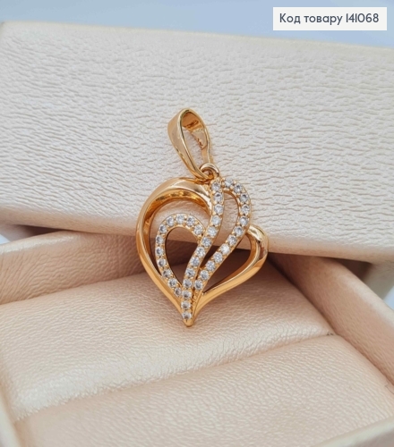 Кулон "Цветущее Сердце" украшен Блестящими камешками, 1,7см, Xuping 18К 141068 фото 2