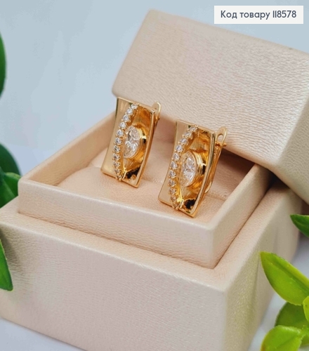 Серьги "Изысканные" с Блестящими камешками, 1,7см, английская застежка, Xuping 18К 118578 фото 3