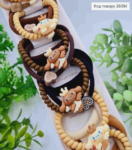 Набір резинок (30шт), ЗАЙЧЕНЯ, Пастельні кольори, резинка 4,5см, фігурки 2,5*2,5см 261361 фото 1