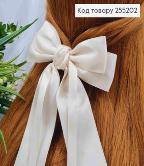 Заколка (7,5см) БАНТ МОЛОЧНОГО цвета, ткань атлас, размер 12*30см, Украина 255202 фото
