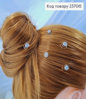 Вкрутка в волосы с цветочком в камнях 0,8см, ціна за 12шт 237015 фото