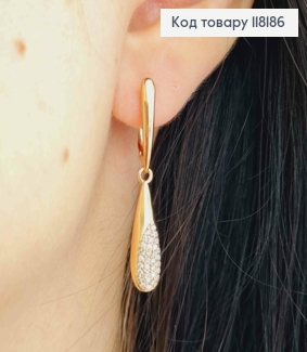 Серьги с подвижной подвеской в ярких камнях, 1,7+2,3см, английская застежка, XUPING 18K 118186 фото