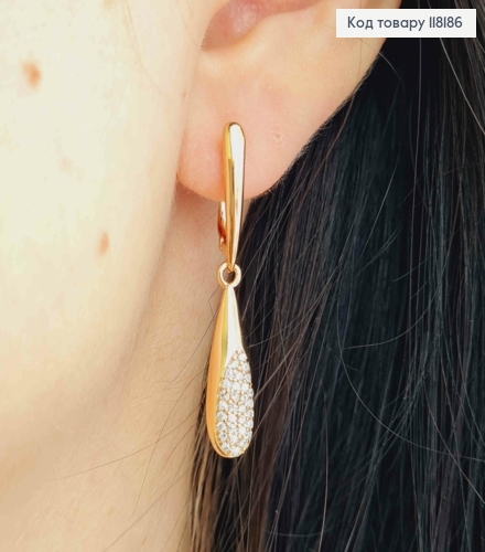 Серьги с подвижной подвеской в ярких камнях, 1,7+2,3см, английская застежка, XUPING 18K 118186 фото 1