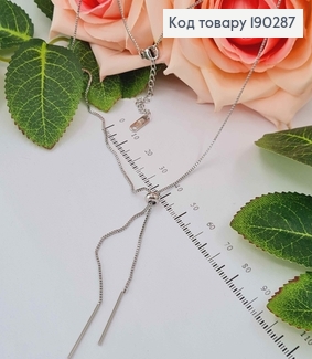 Цепочка родованная, квадратный снейк, двойной, с шармом, 46,5+5см, Xuping 190287 фото