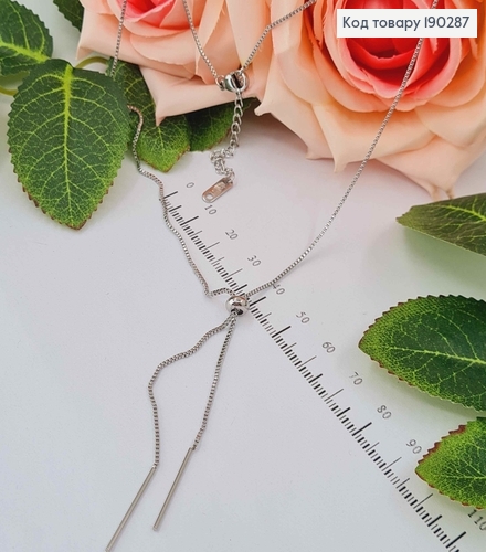 Цепочка родованная, квадратный снейк, двойной, с шармом, 46,5+5см, Xuping 190287 фото 1