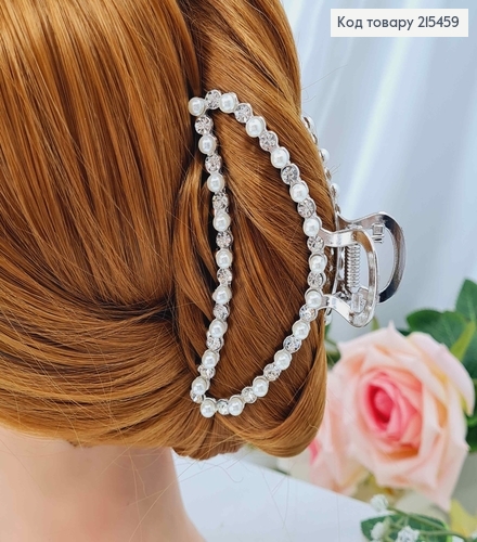 Краб металл, серебряного цвета, в камешках и жемчужинах, Дуга 9,5см 215459 фото 2