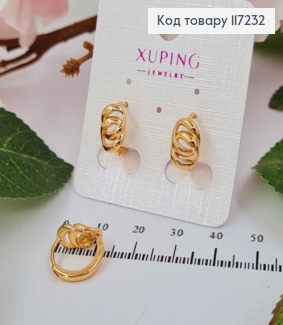 Серьги колечки с "Звенами", диаметр 1,3см, 0,4*0,8мм XUPING 18K 117232 фото
