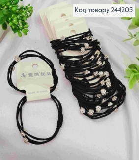 Резинка на планшетке (2шт) Шнурок с Бусинками в камешках, 5см, Черного цвета 244205 фото