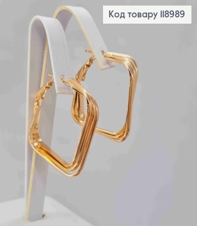 Серьги квадратные, длина 2,9см, Xuping 18K 118989 фото