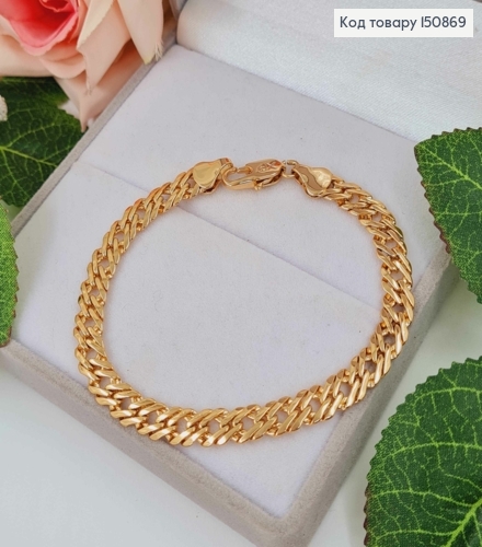 Браслет двойное ромбовое плетение, шир. 6мм, дл. 19см, Xuping 18К 150869 фото 1