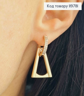 Серьги кольца подвижной подвеской и блестящими камешками, 1,3+1,8см, Xuping 18K 119781 фото