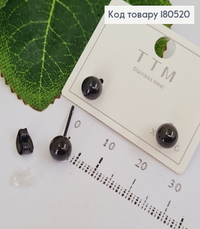 Серьги гвоздики с черными шариками 0,5см Xuping 180520 фото