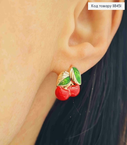 Серьги "Черешеньки", 1,6см, английская застежка, XUPING 18K 118451 фото 2