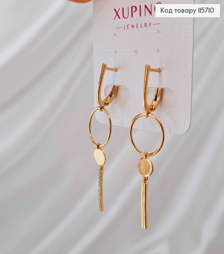 Серьги "Александрия", АСИМЕТРИЧЕСКИЕ, 3cм. англ. заст. Xuping 115710 фото 1