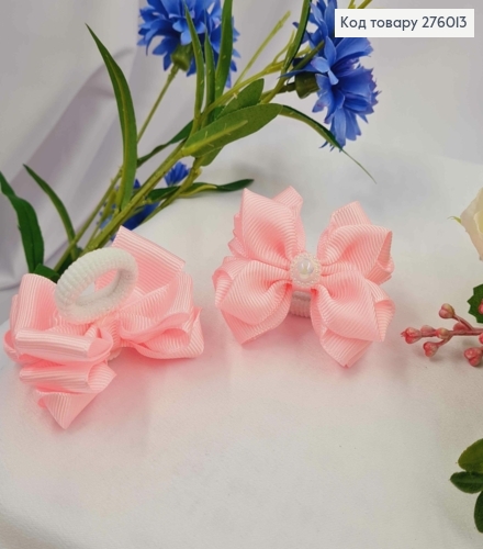 Резинка, БАНТ репсовый, Розового цвета с жемчужиной 5,5*4см, Ручная работа 276013 фото 2