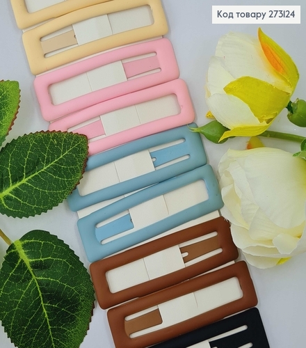 Заколки Тік-так 7 см, квадратные, каучуковое покрытие, матовые пастельные цвета, 10 шт/уп. 273124 фото 3