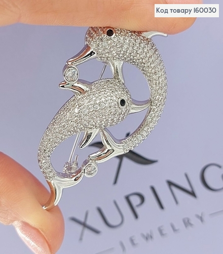 Брошка Дельфіни   в камінцях   Xuping 18к 160030 фото 1