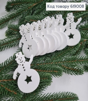 Набір  Сніговички дерев'яні  білі 6*3,5 см 10 шт 619008 фото
