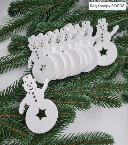 Набор Снеговики деревянные белые 6*3,5 см 10 шт. 619008 фото 1