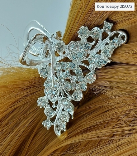 Краб металл Веточка серебряный с камнями 215072 фото 1