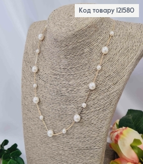 Цепочка с жемчужками разного размера, длина 45+5см, Xuping 18K 121580 фото