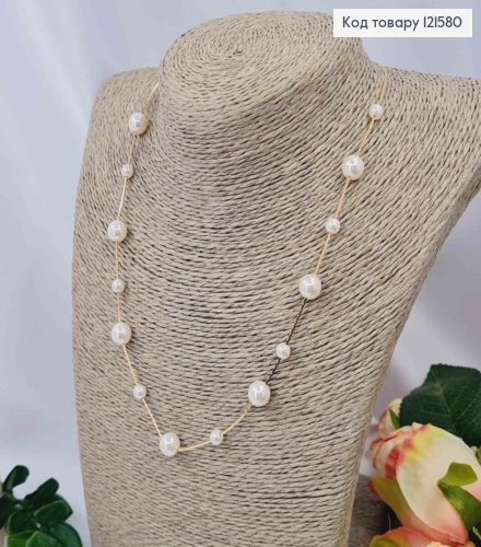 Цепочка с жемчужками разного размера, длина 45+5см, Xuping 18K 121580 фото 1