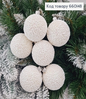 Набор шаров 60мм Снегопад БЕЛЫЙ 6шт/уп, Украина 660148 фото