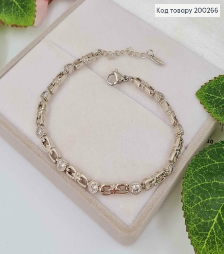 Браслет родований, "Грація" з камінцями 17+3см, Xuping 200266 фото 1