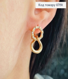 Сережки кільця 1,1см з овальними підвісками, розмір 2,2*1,2см,  Xuping 18K 117191 фото