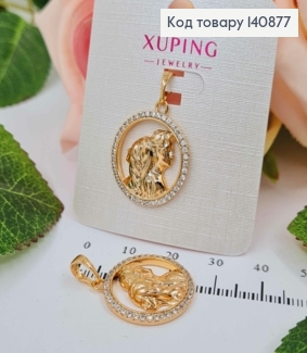 Кулон "Закохана пара" в оправі з камінців, 2см, Xuping 18К 140877 фото