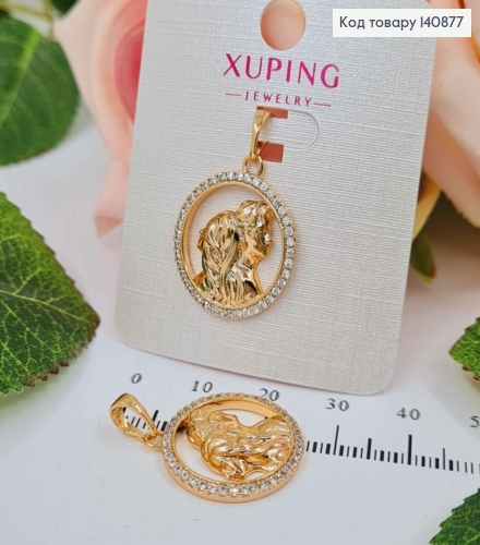 Кулон "Влюбленная пара" в оправе из камешков, 2см, Xuping 18К 140877 фото 1