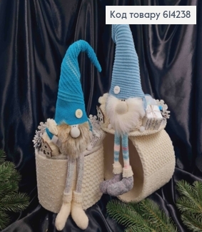 Коробка (17*13см)АИВОРИ с крышкой ГОЛУБОЙ ГНОМ с ногами (высот.30-40см),ручная работа, Украина 614238 фото