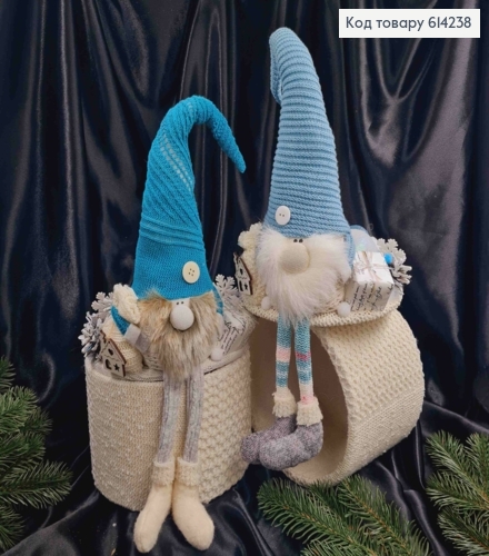 Коробка (17*13см)АИВОРИ с крышкой ГОЛУБОЙ ГНОМ с ногами (высот.30-40см),ручная работа, Украина 614238 фото 1