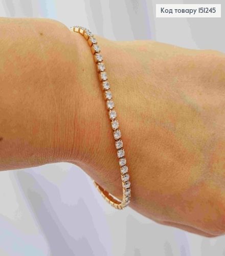 Браслет из Блестящих камешков в один ряд, длина 17+2см, Xuping 18К. 151245 фото 2