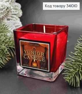 Аромасвічка стакан Dior j'adore, 70*70*70мм, 18год/горіння, (aroma/dekor/relax), YUNIOR CANDLE 341010 фото