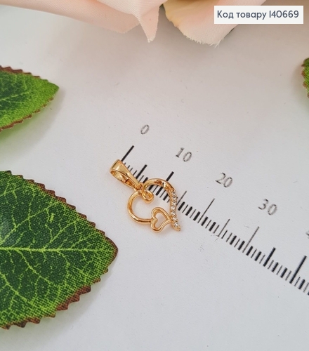 Кулон Сердечко з камінцями, 1см, Xuping 18К 140669 фото 5