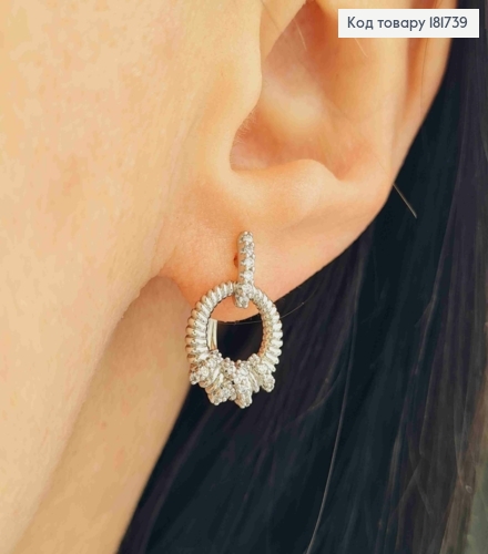 Сережки родовані "Елегантні" з Блискучим камінням, 1,7см, англійська застібка, Xuping 181739 фото 1