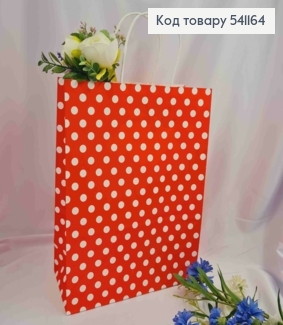 Пакет крафтовый, 26*33*12см, Красный в горошек 541164 фото