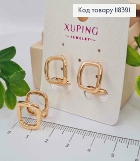 Сережки кільця "Квадратні", 1,3*1,3см, Xuping 18К 118391 фото