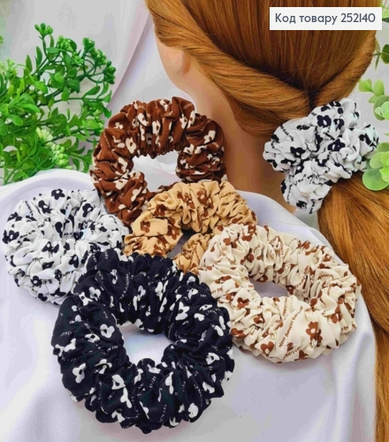 Резинка жатка-объемная с принтом "Цветы", Пастельные цвета в ассортименте. 252140 фото 1