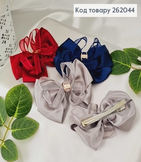 Заколка уточка с атласным двойным бантиком (темные) в ассорт. 262044 фото