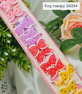 Набор детских резинок, Бантики в горошек, ярких тонах, 20 шт/наб. 261244 фото