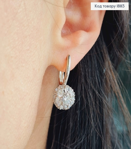 Серьги родованные, "Диско Шар" 2,5см, англ. застежка, Xuping 181113 фото 3