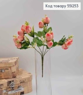 Композиция РОЖЕВА "Букет мелких пионов Камелия с декором", высотой 30см, 15 головок 551253 фото