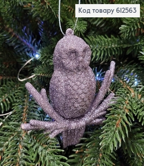 Новорічна фігура СОВА блиск, колір ГРАФІТ, 10*9см, Україна 612563 фото