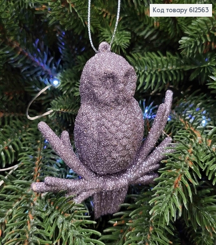 Новорічна фігура СОВА блиск, колір ГРАФІТ, 10*9см, Україна 612563 фото 1